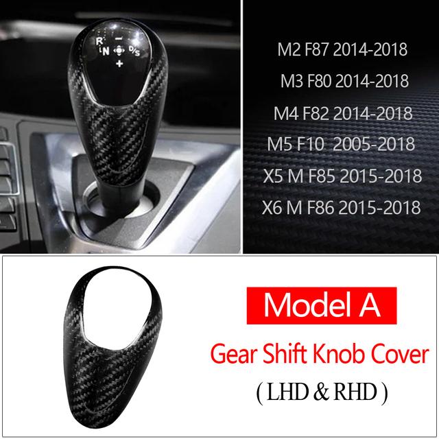 Car Gear Shift Knob Cover Trim True Carbon Fiber For BMW M2 F87 M3 F80 M4 F82 F83 M5 F10 X5M F85 X6M F86 LHD RHD