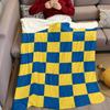 Сине-желтый клетчатый фланелевый плед Теплый Мягкий Хэллоуин Рождество Диван Теплый Уютный Декоративный Декор Подарок для Любого Сезона