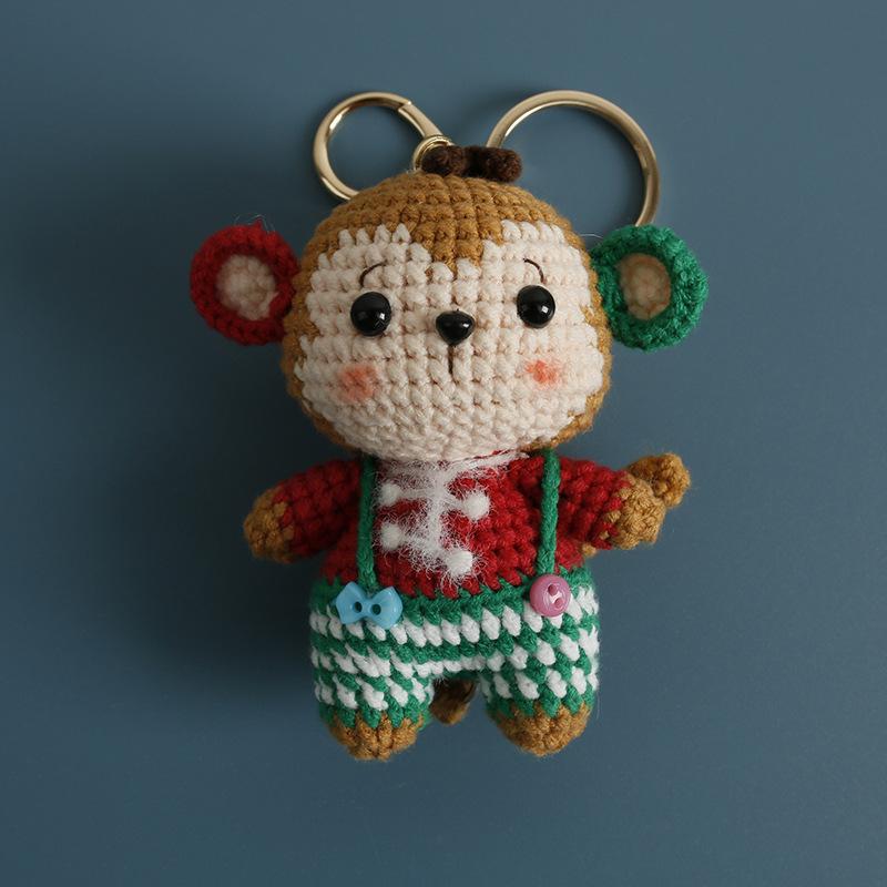 Вязаный крючком брелок для ключей в виде животного, милый плетеный вручную кулон, креативный мини-брелок для ключей в виде вязаного животного, подарок для друзей