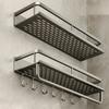 Punch-Free Bathroom Rack Bathroom Shelf Toilet Space Aluminum No Drill Hanging Rack Bathroom Organizer Hang On The Wall