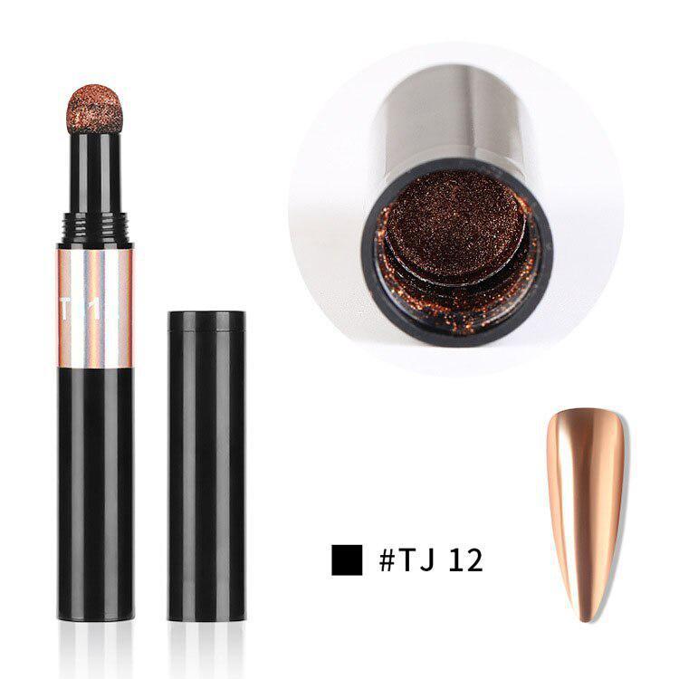12 Color Nail Pen Tailor Oil Pen Chrome Nail Powder Holographic Powder Mirror Effect Air Cushion Magic Nail Art Decorative Nail Suite XYZ