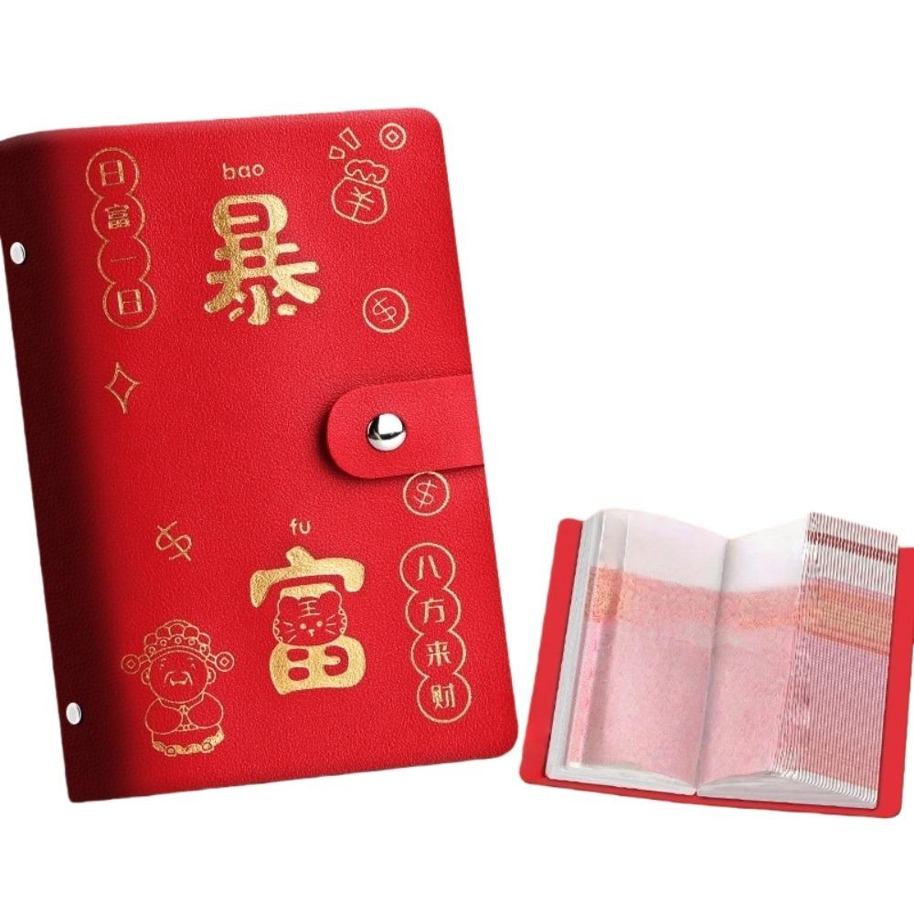 Chinese New Year Envelop Savings Challenges Book God of Wealth Style Cash Budget Notebook  Unisex