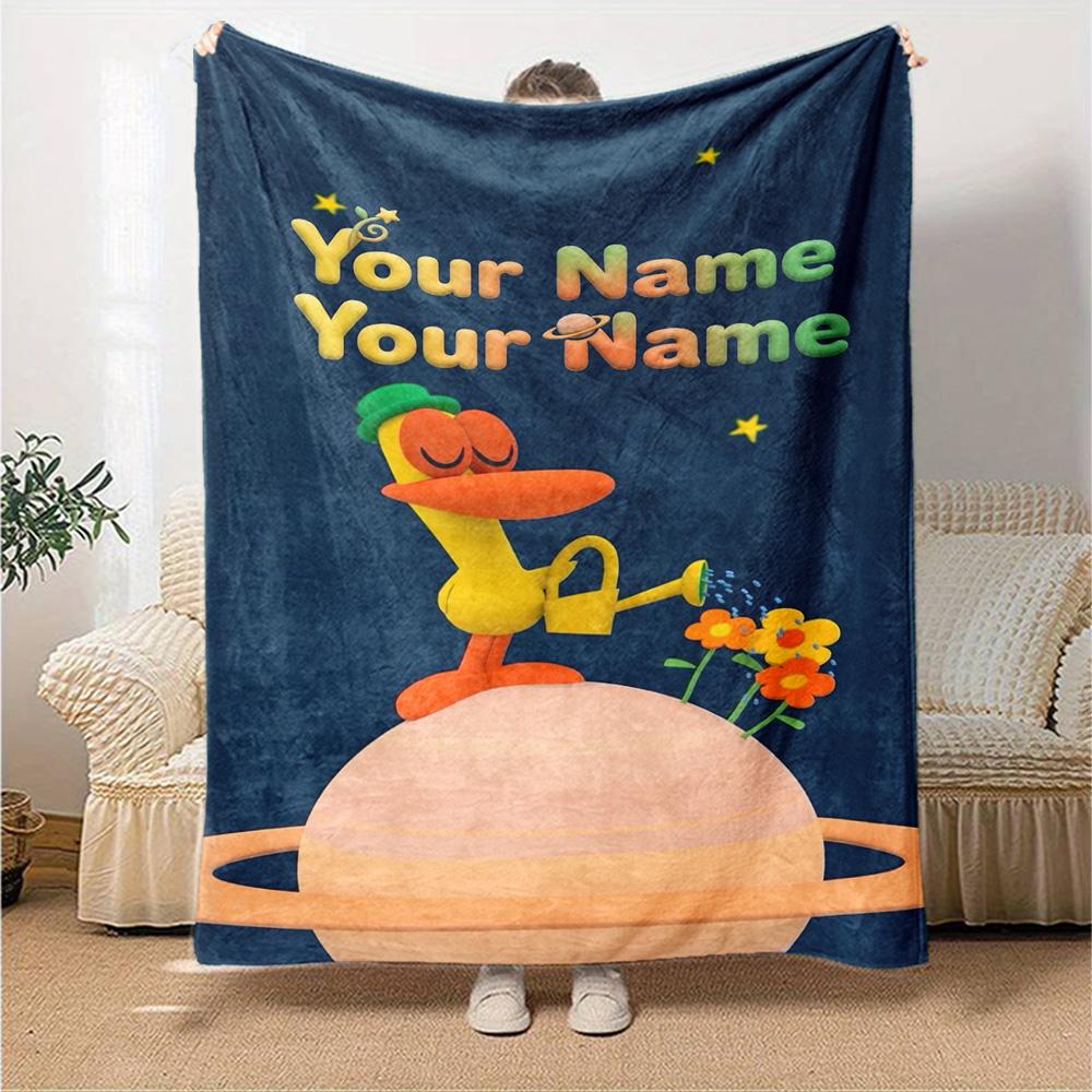 Pocoyo Customize Text Blanket Cozy Customizable Blanket Comfortable Throw For Chair Office Seaside Living Room All-Season Use