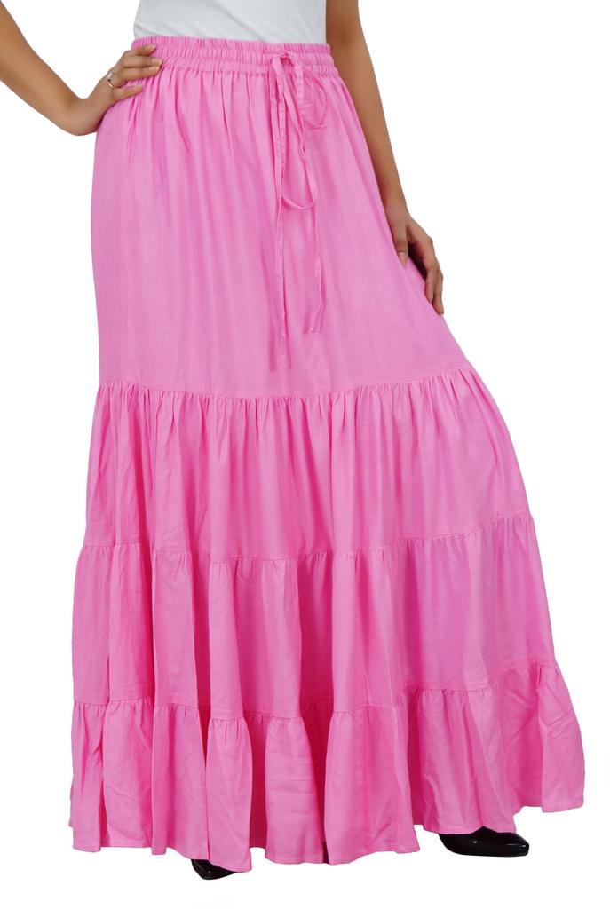 Bimba Длинная расклешенная юбка макси-ярус в стиле бохо с эластичной резинкой на талии из вискозы в стиле бохо