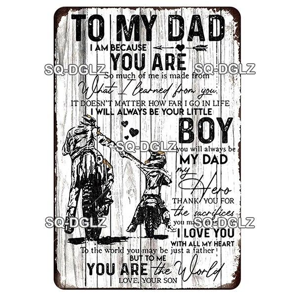 SQ-DGLZ Vintage To My DAD Word Metal Sign Plate Tin Sign Plate Home Bar Door Wall Decor Sticker Decoration Plaque Poster