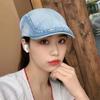 Simple Washed Denim Berets Hat Men Women Spring Summer Peaked Flat Cap Artist Duckbill Hat Casual Herringbone Newsboy Cap