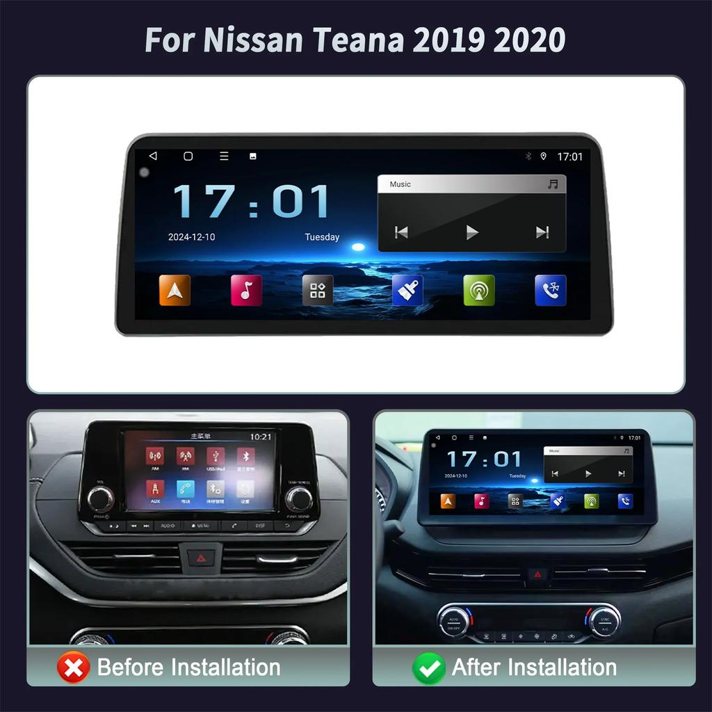 12.3inch Touch Screen Android 14 For Nissan Teana 2019 2020 Car Radio Multimedia Navigation GPS  CarPlay Bluetooth Stereo