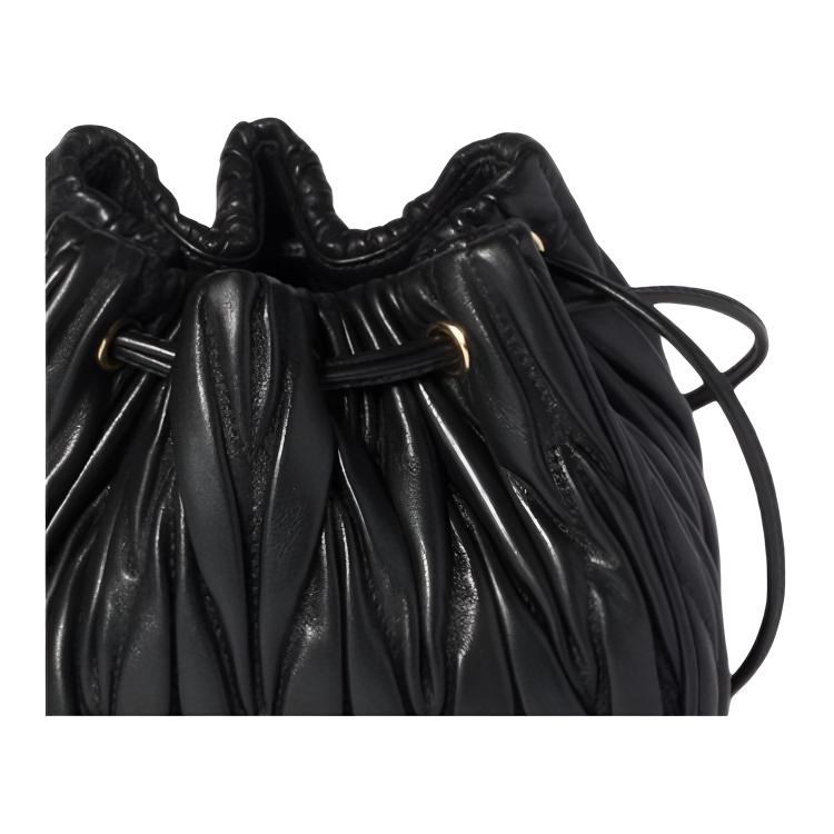 Miu Miu Matelassé Logo Lambskin Clutch Women clutch Black 5ND022_AFPP_F0002