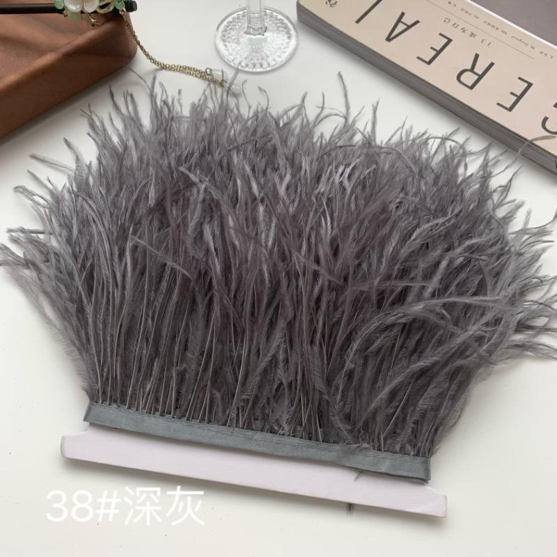 Ткань с отделкой из страусиных перьев 10-15 см Аксессуары для одежды DIY Украшение юбки Декольте платья Манжеты Перья