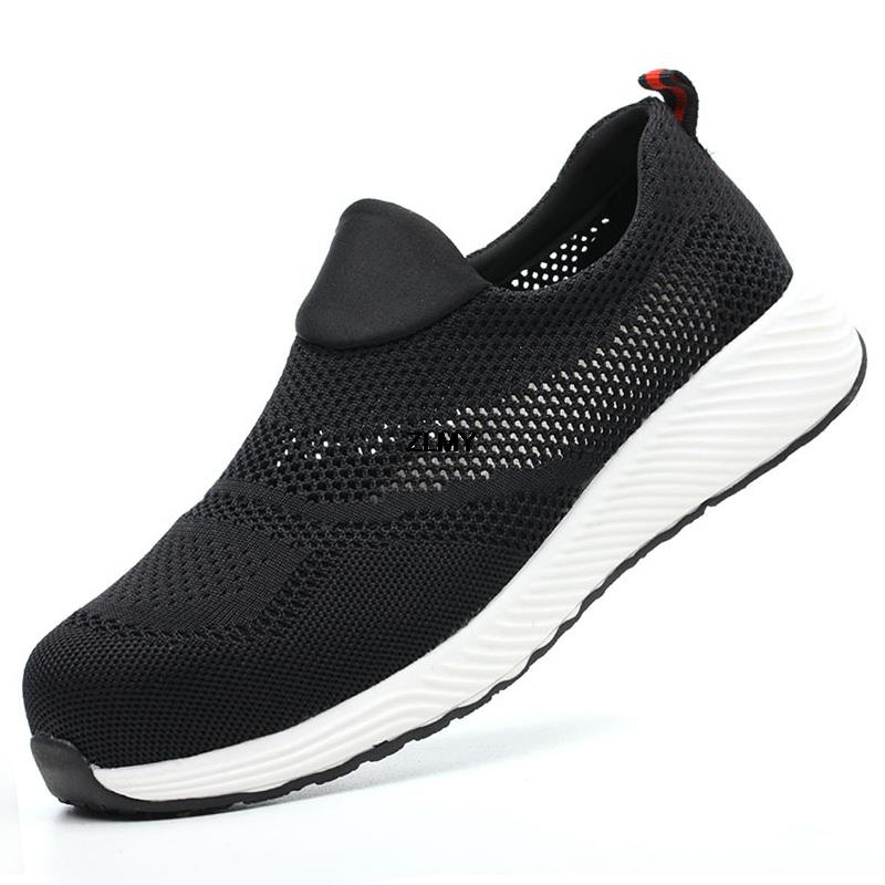 Модные сетчатые защитные ботинки для мужчин, летние рабочие ботинки со стальным носком, устойчивые к проколам, противоударные рабочие ботинки, дышащие защитные ботинки для мужчин