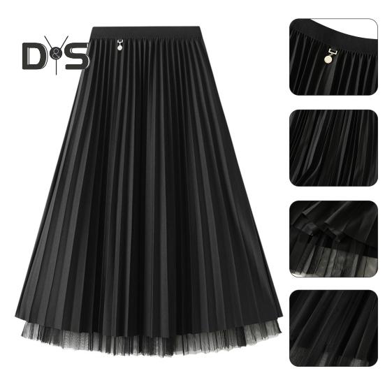 Женская юбка миди, эластичная юбка А-силуэта с высокой талией, однотонная, двухсторонняя, двусторонняя, осенне-зимняя юбка