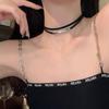 Двухслойный черный металлический чокер в стиле Y2K: Темное и милое кожаное ожерелье на ключицу в крутом стиле для женщин.