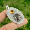 Radiant Moroccan Mud Crack Fossil Stone Citrine New Pendant Jewelry 925 Silver