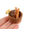 1Set 1:12 Dollhouse Miniature Honey Bread Basket Fabric Picnic Basket Kitchen Model Decor Toy Doll House Accessories