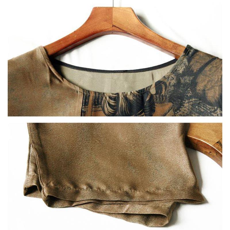 Женское летнее платье L-XXXXXL в китайском стиле для среднего возраста с рукавом 3/4 и круглым вырезом с принтом длиной до икры Повседневная одежда Домашняя одежда