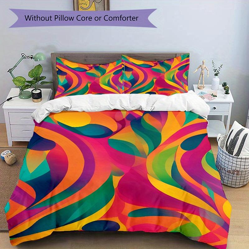 3pcs Abstract Art Print Bedding Set, Breathable and Soft, Suitable for Bedroom Decor (1*Duvet Cover + 1/2*Pillowcases, No Core) yy250821116