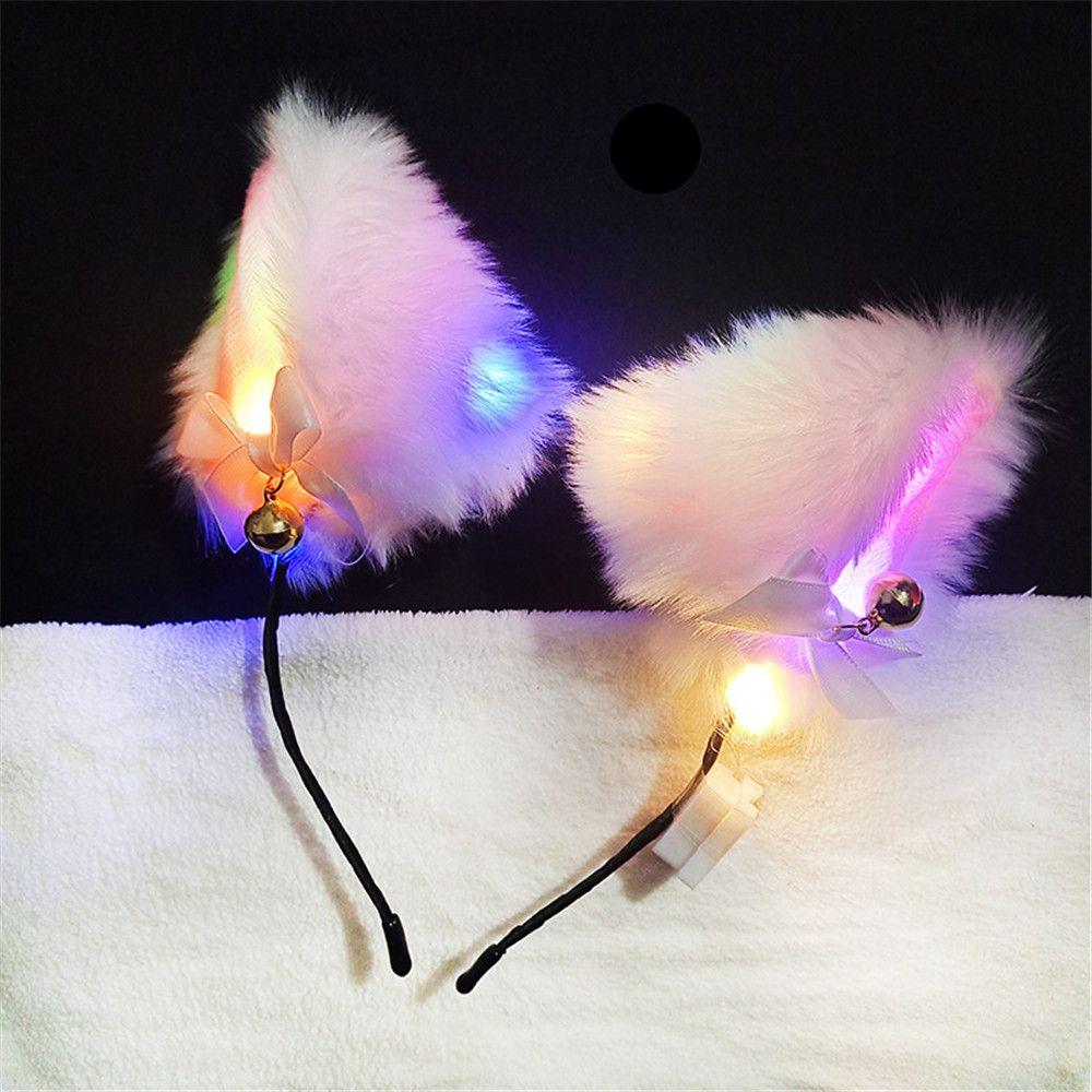 With LED Light Plush Furry Cat Ear Headband Fancy Dress Hairband Hair Accessories Cosplay Headwear