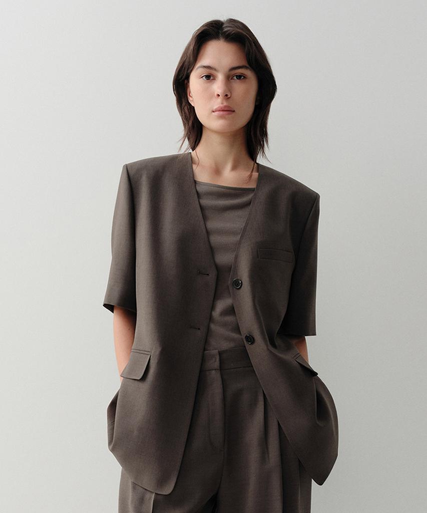 Eaah Blake Collarless Jacket (Taupe)