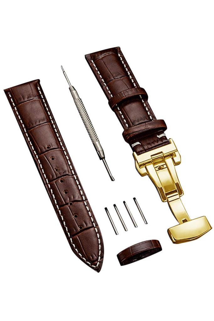 Watch Strap Watch Band 23mm 24mm 22mm 21mm 20mm 19mm 18mm Genuine Leather Watch Band Replacement Strap D Buckle Waterproof Sweatproof Watch Leather