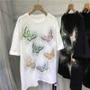 Heavy Industry Hot Drilling Embroidered Butterfly Round Neck Short Sleeved T-shirt Women's Plus Size Top New Fashion Summer
