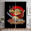 Sushi Cat Home Interior Curtains for Living Room Shades Partition Blackout Curtain for Room 2 Panel Halloween Decoration Kitchen