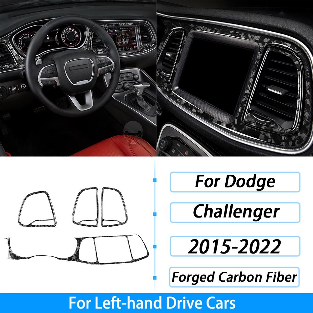 For Dodge Challenger 2015-2022 Forged Carbon Fiber Dashboard Speedometer Panel Decorative Cover Car Interior Accessories Sticker