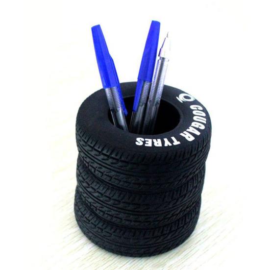 Подставка для ручек, 3-слойная, в виде автомобильной шины, черная резиновая подставка для ручек, настольная организация, инструмент для организации хранения канцелярских принадлежностей