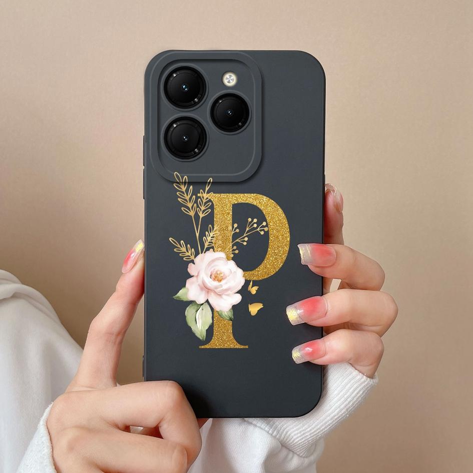 Cover For Infinix Zero 30 4G GT 20 Pro Hot 40 Note 40 Pro+ 5G Smart 8 Itel RS4 Phone Bags Case Liquid Silicone Luxury Letters Shockproof Housing Shell