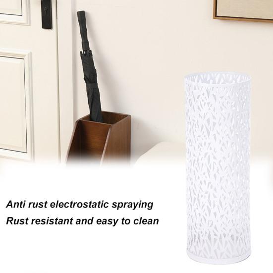 Umbrella Stand Rack Rustproof Corrosion Resistant Compact Design Metal Hollowed Freestanding Round Umbrella Holder Organizer Bin