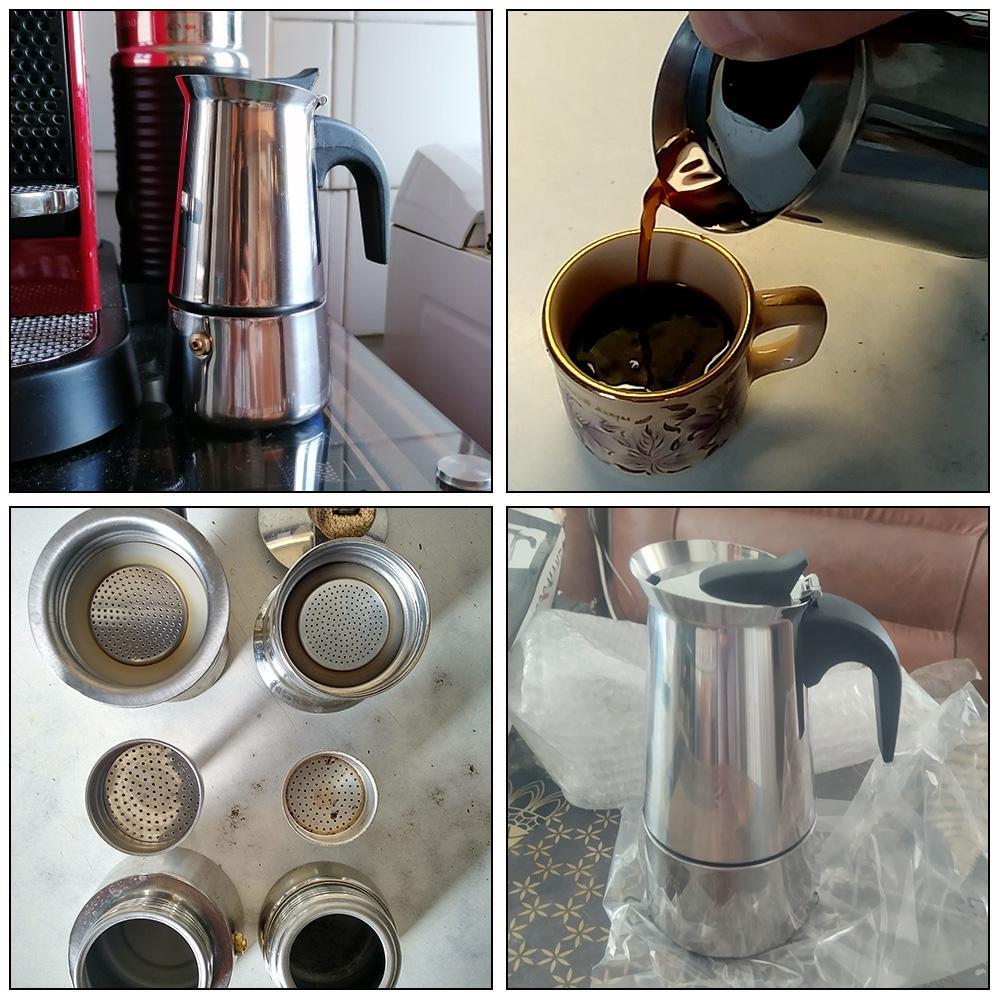 Mocha Espresso Latte Stovetop Filter Stainless Steel Portable 2/4/6/9 Cups Moka Coffee Maker Coffee Pot for Kitchen Coffee Maker Pot