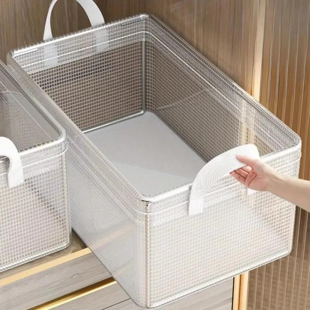 Pvc Transparent Storage Box Reinforced Handles Clothes Stackable Practical Sundries Boxes Storage Box Foldable Multi Purpose Bin