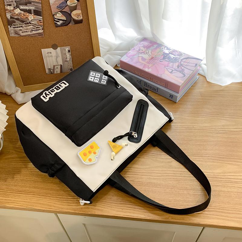 Women Messenger Bag College Style Large Capacity Tote Bag Student Class Commuter Bag