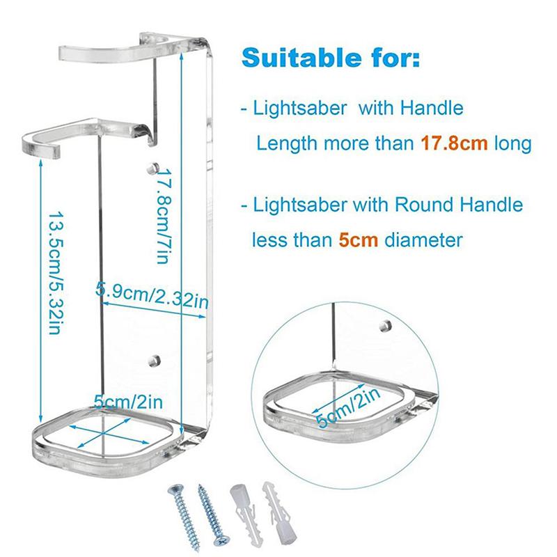 Acrylic Clear Light Saber Stand Wall Mount Storage Rack With Screws For Star Planet Lightsaber Display Stand