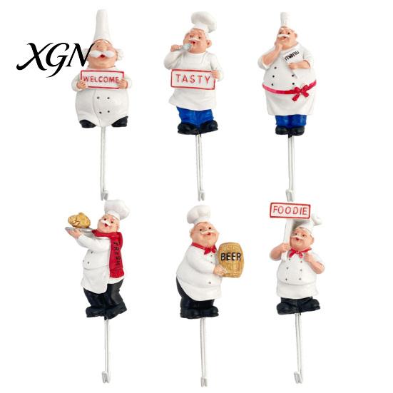 Wall Mounted Hooks for Shopping Bags Chef Style Sticky Hook, Resin Kitchen Organizer, Adhesive Decorative Hook Spatulas Rags And Aprons Nail