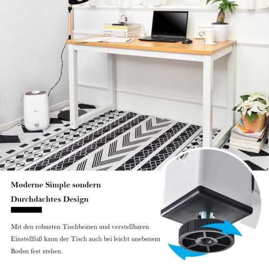 Прямоугольный настольный металлический каркас, противоскользящие подушечки для ног, офисный стол, высокая стабильность, рабочий стол для ПК