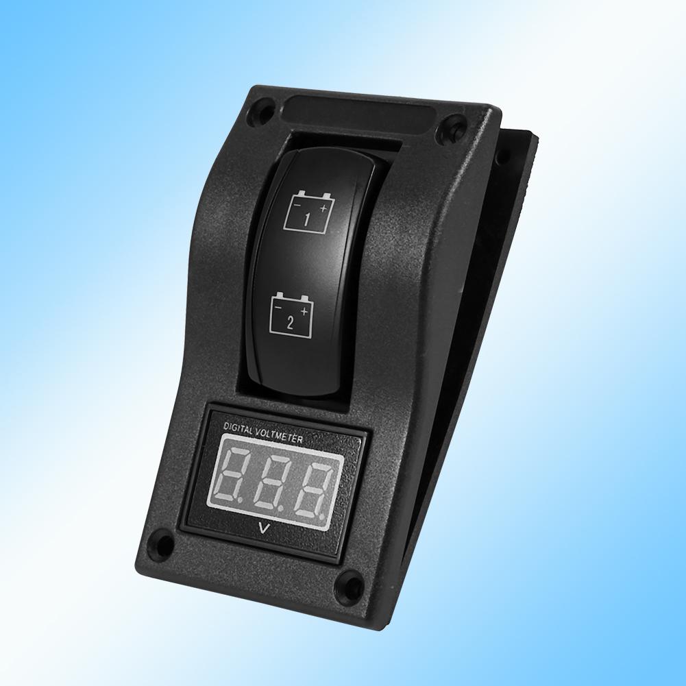12V DC Marine Boat Voltmeter LED Dual Battery Test Panel Rocker Switch On OFF on