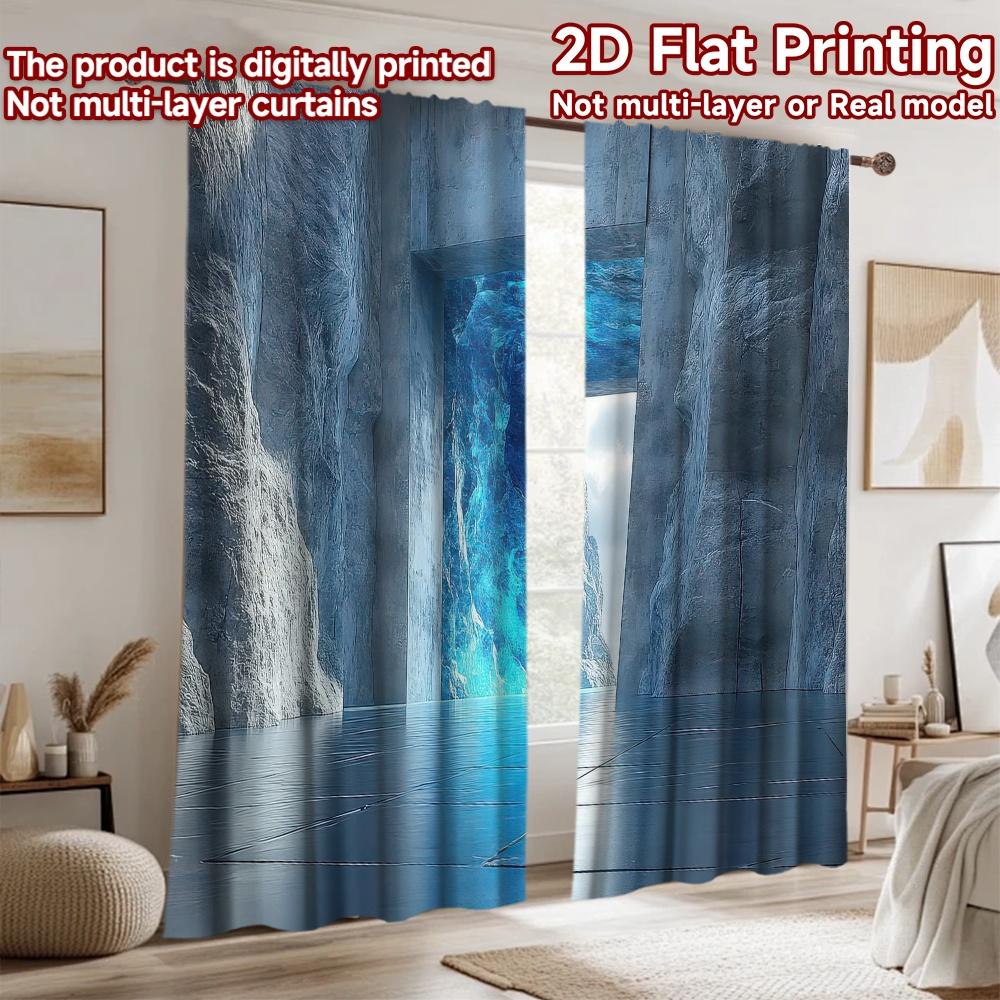 2D flat Photography Backdrop Background Banner Blue Ice Stone Passage 100% Polyester Family Party for Suitable for indoor