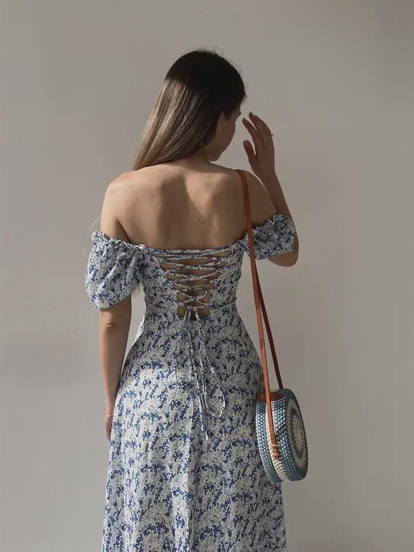 2025 Floral Print Waist-Cinched Mid-Length Dress - European & American Style