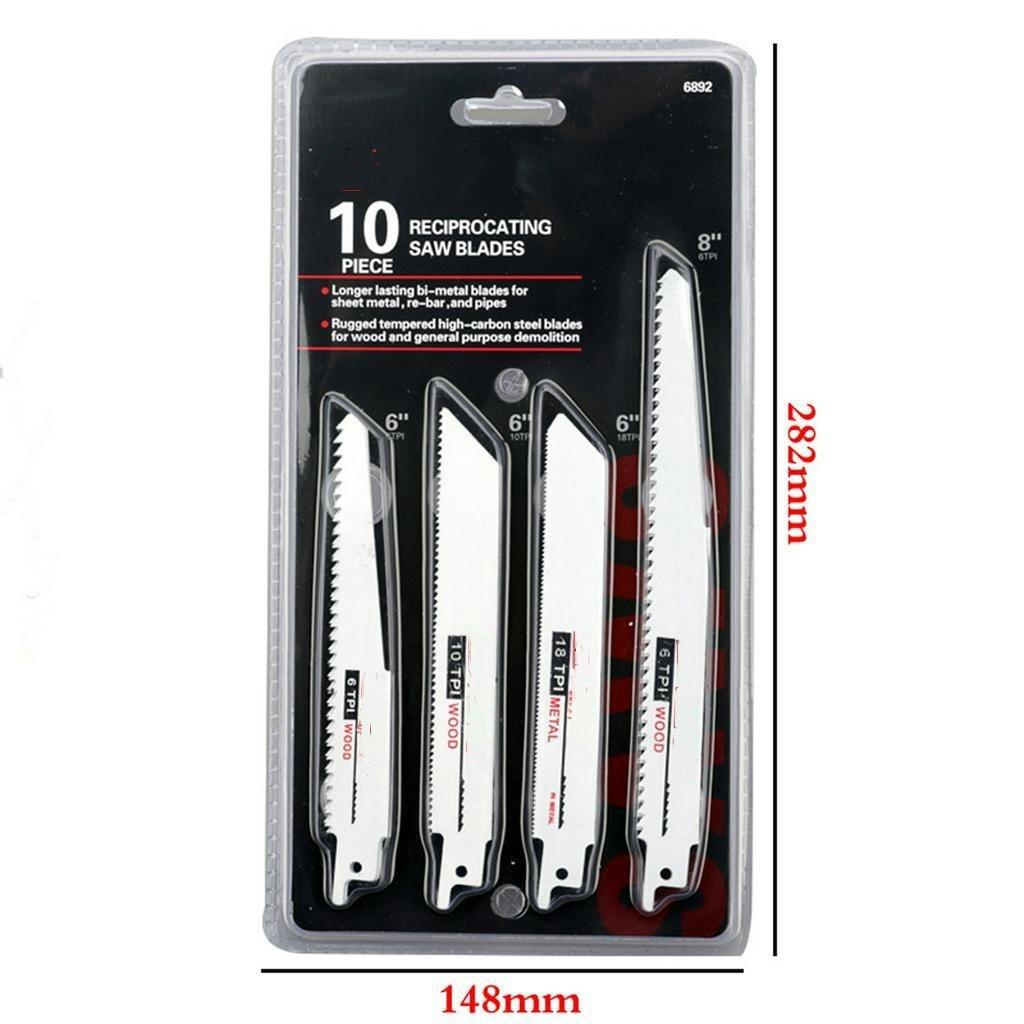 Reciprocating Saw Blades 10pcs 6-8‘’ High-speed Steel Cordless Reciprocating Saw Blades Power Tools Cutting