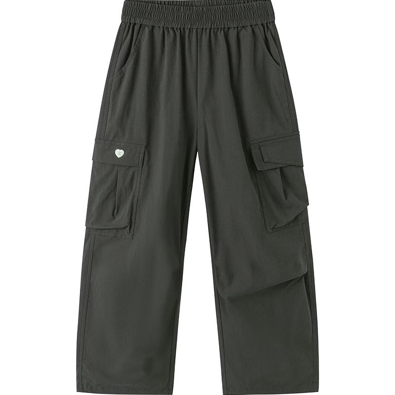 Balabala Girls' 2026 Spring Parachute Pants with Heart Pattern