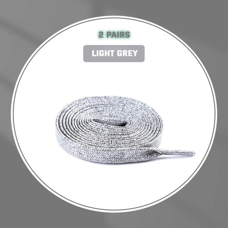 2 Pair Glitter White Shoelaces of Sneakers Colorful Shoelaces Metallic Shiny Gold Shoelace Silver Flat Shoe Laces Running Laces