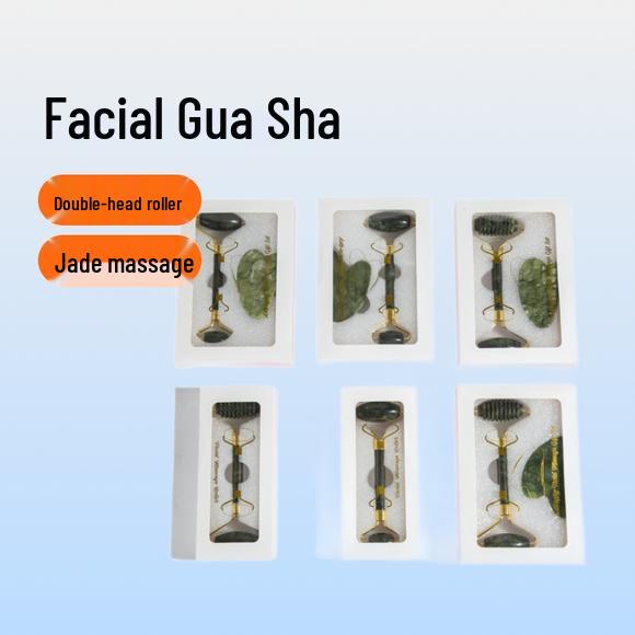 Pink Crystal Jade Roller & Gua Sha Beauty Set for Face, Eye, Body