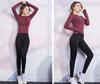 Yuoku Long Sleeve Yoga with Slim Fitness M and Wine Sportswear, T-Shirt Thumbholes, Fit, Women's Top, Sports, Gym, Training, Moisture-Wicking,