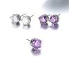 Sales 925 Silver Purple Amethyst Stud Earrings For Women Classic Real Crown Crystal Wedding Party Designer Jewelry