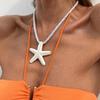 Boho Colorful Metal Big Starfish Pendant Necklace Earrings For Women Summer Y2K Jewelry Gift