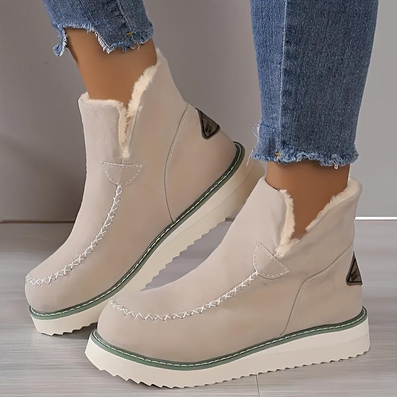 Женские зимние ботинки с плюшевой подкладкой, теплые короткие ботинки с круглым носком, зимние теплые ботинки для активного отдыха на толстой подошве