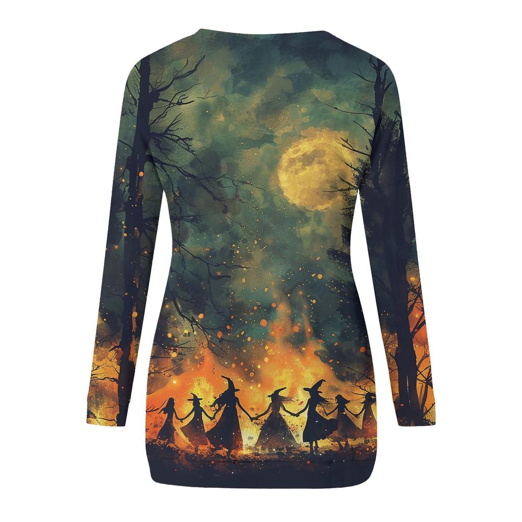 Женская модная повседневная футболка с круглым вырезом и принтом, длинными рукавами и карманами