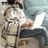 Shawl Cloak Blanket Autumn and Winter Thickening Heating Thermal Office Nap Blanket Air Conditioning Blanket Flannel Buckle Cover Blanket