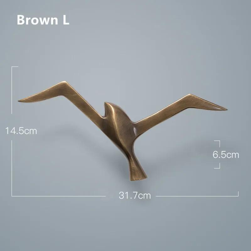 Luxury Pure Copper Seagull Statue Wall Hanging Metal Bird Sculpture Ornament Retro Office Cafe Wall Decoration Home Decor Gift