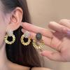 Vintage Exaggerated Round Earrings with Zircon Rhinestones Wrinkled Circle Elegant Luxury Women Jewelry